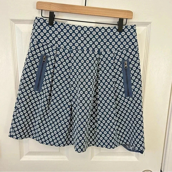 Maeve Anthropologie • Navy Blue Fourth Street Swing Pleated Bohemian Twee Skirt - Picture 4 of 10